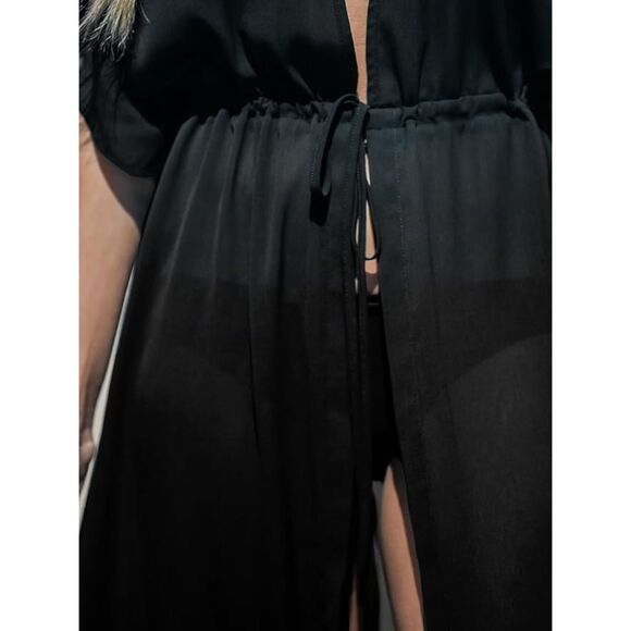 Kimono Swimsuit Coverup, Black Medium - Picture 3 of 5